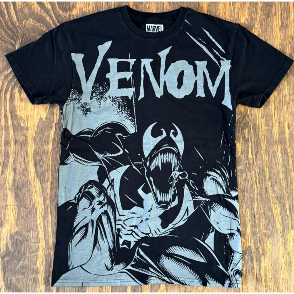 Marvel Venom Shirt Medium Black All Over Graphic Comic Tee